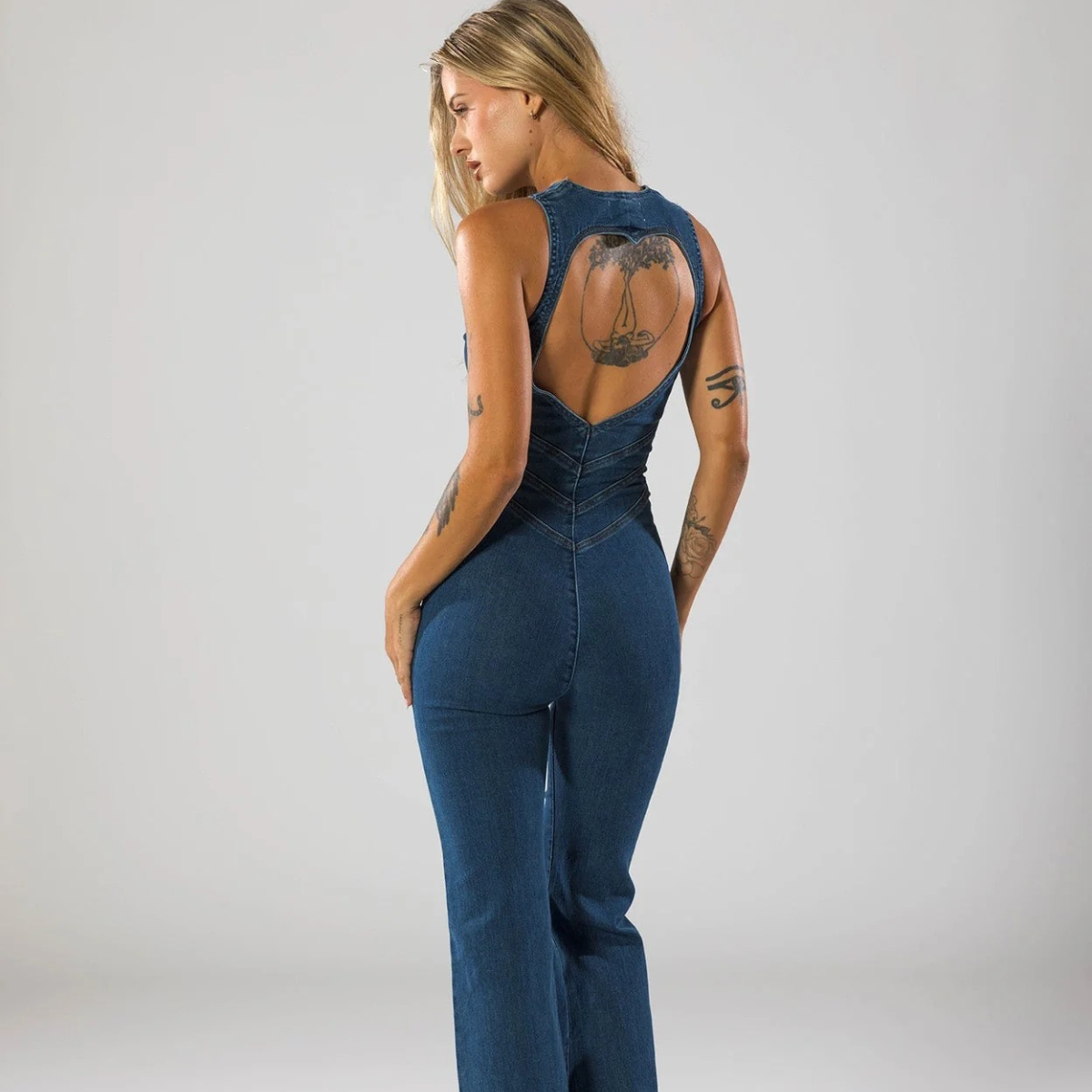 Schlag-Jumpsuit mit Frontreißverschluss