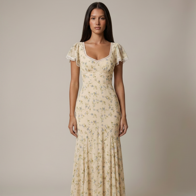 Victoria-Maxikleid mit Rüschensaum