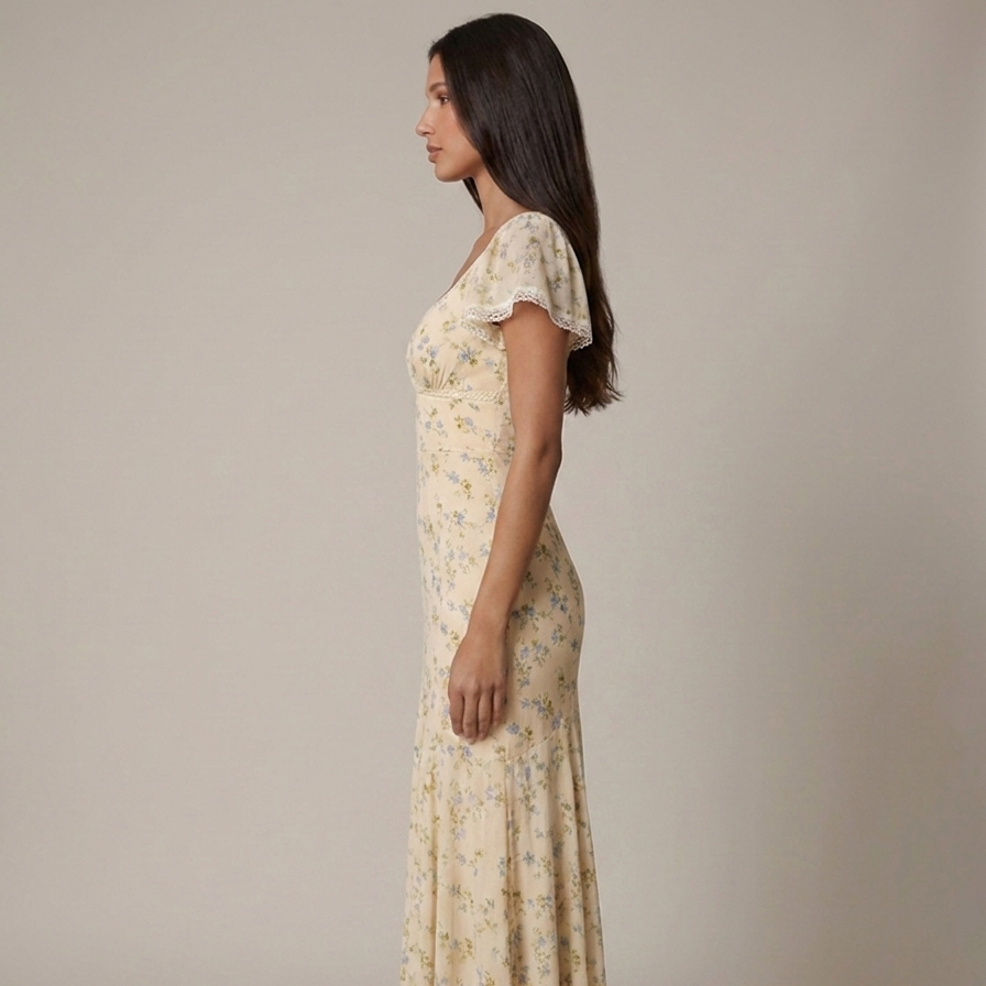 Victoria-Maxikleid mit Rüschensaum