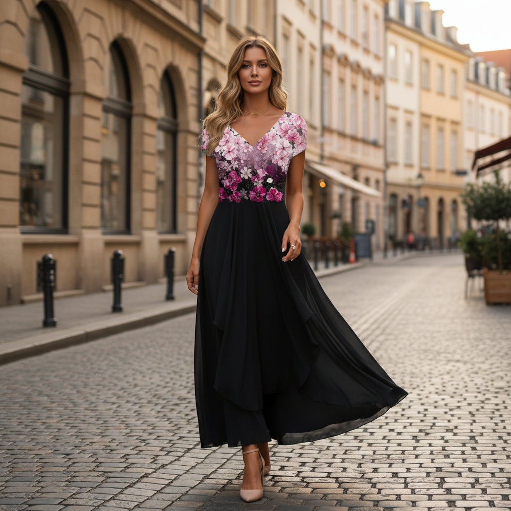 Elegant Floral Maxi Dress for Women - Formal Evening Wear by Marigon 1