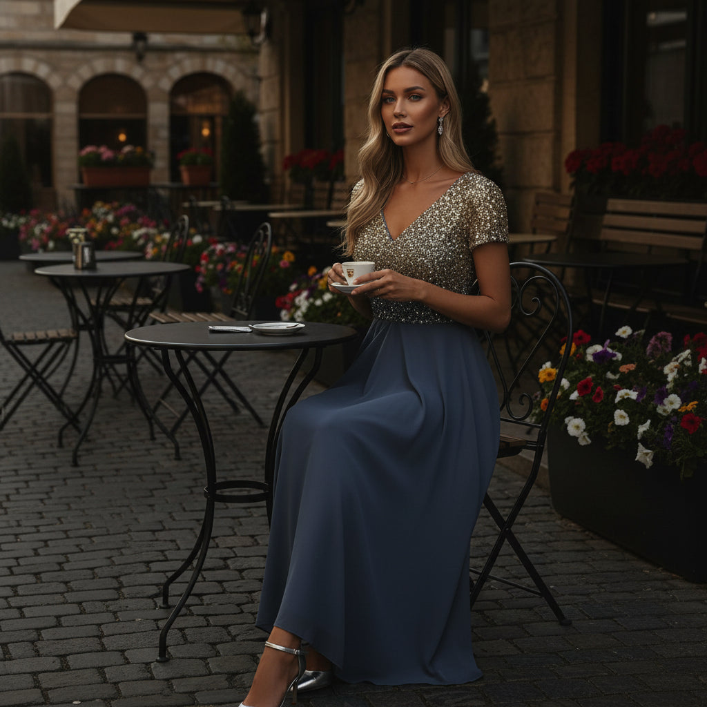 Maxi-Abendkleid mit Blumenmuster