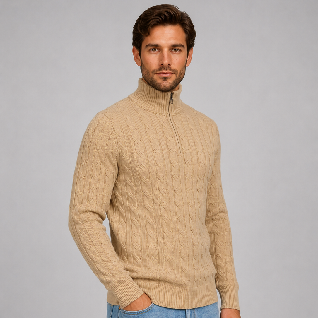 Herrenpullover mit Viertelreißverschluss