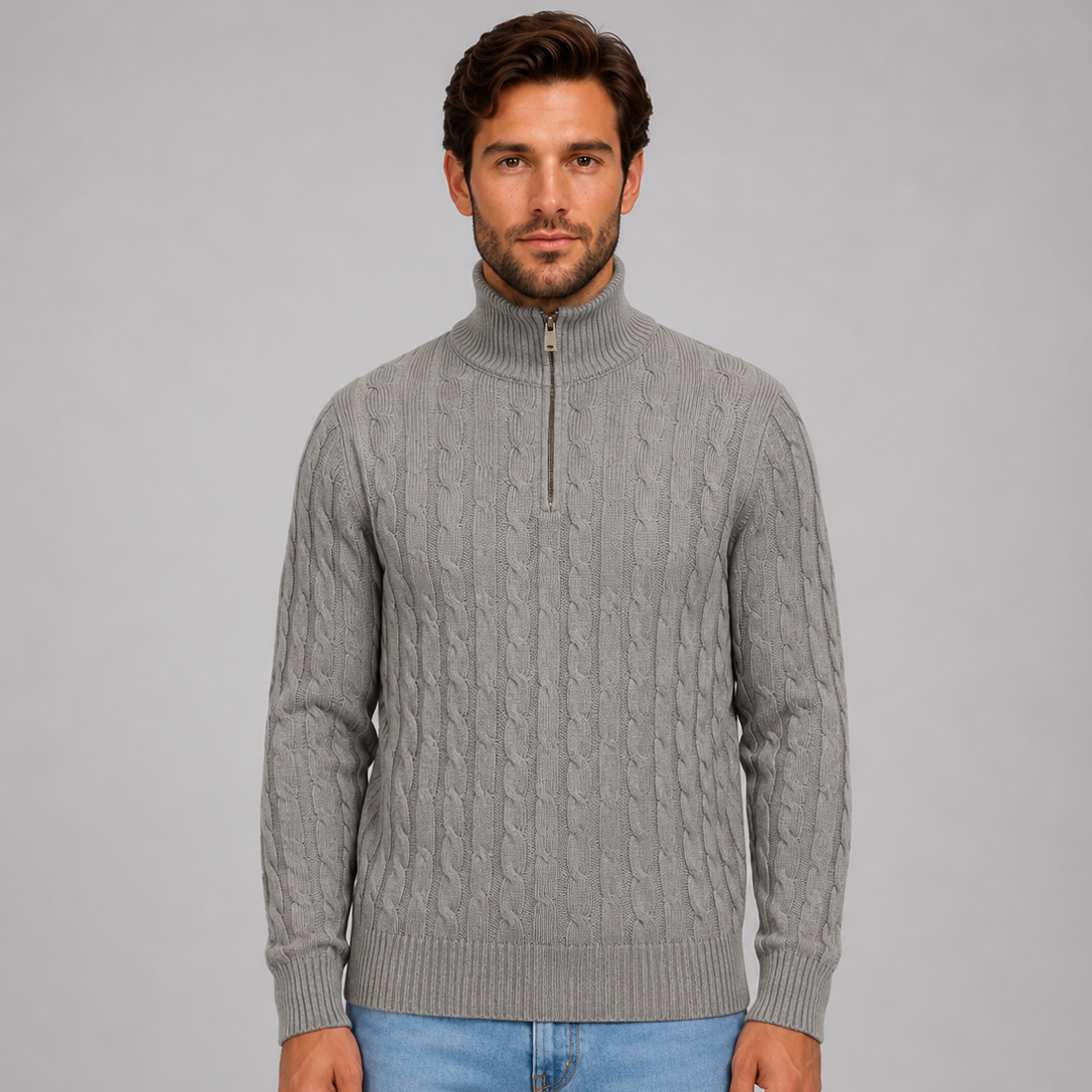 Herrenpullover mit Viertelreißverschluss
