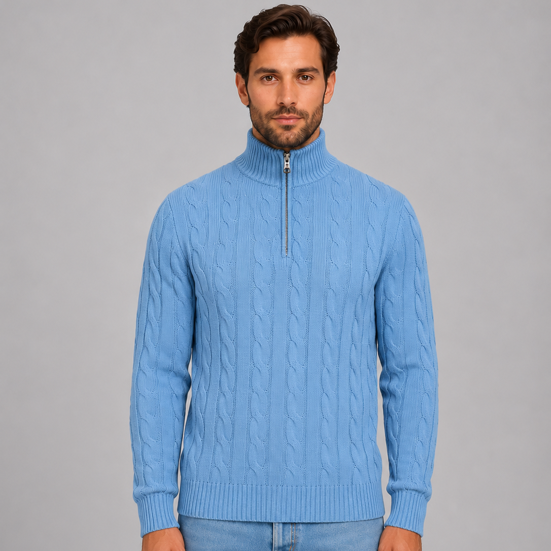 Herrenpullover mit Viertelreißverschluss