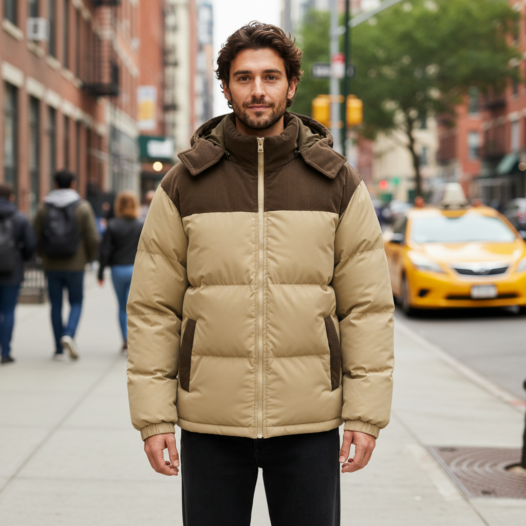 Herren-Steppparka mit Kapuze