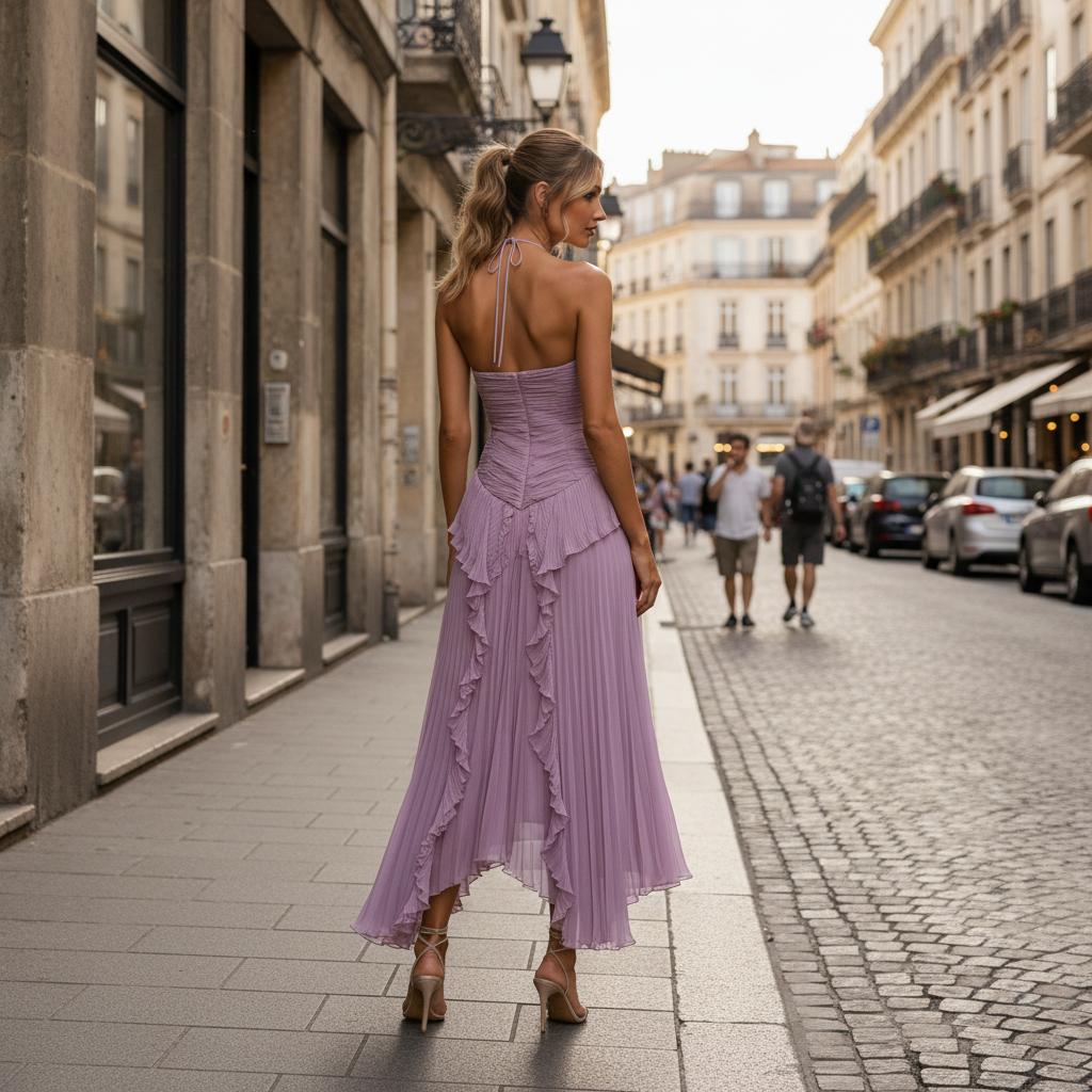 Maxikleid Mit Kaskadenrüschen